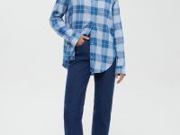 Блузка в клетку свободного кроя