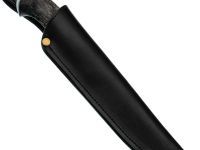 Нож Лидер 1, сталь D2, рукоять темная карельская береза синяя