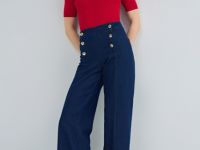 Широкие джинсы с золотыми пуговицами, Синий