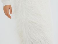 Юбка миди из пушистой ткани, Белый