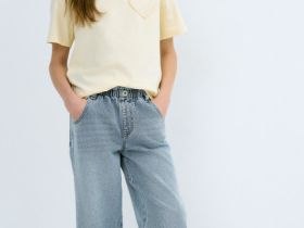 Широкие джинсы Wide leg для девочек, Голубой