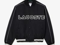 Куртка-бомбер из хлопкового твила Lacoste унисекс с вышивкой