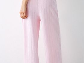 Пижамные брюки из ажурного трикотажа, Розовый