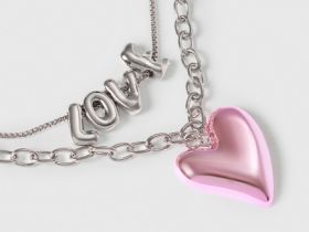 Ожерелье с подвесками для девочек, 2 шт., Серебряный