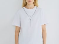 Футболка с декором на горловине, Белый