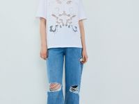 Футболка с кружевом и вышивкой, Белый