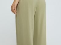 Прямые брюки с поясом на резинке, Зеленый