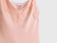 Сатиновый топ с кружевом, Оранжевый