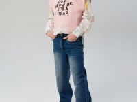 Брюки текстильные джинсовые утепленные для девочек