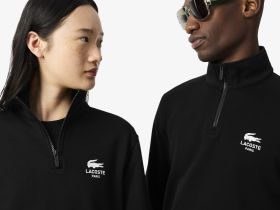 Свитшот Lacoste унисекс с застежкой-молнией с высоким воротом