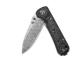 Складной нож QSP Hawk, сталь дамаск, рукоять карбон, черный/белый