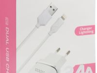 Зарядное устройство Hoco C12 USB/USB с кабелем Apple Lightning 12 Вт Белое