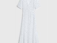 Платье в горох с запахом на завязках, Белый