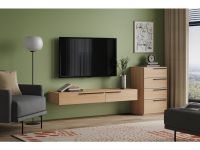 ТВ-тумба подвесная Кимбол 160x20 Дуб Барбера/Черный