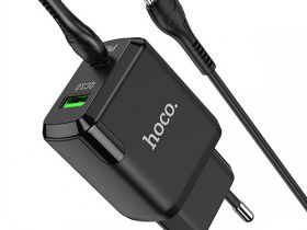 Сетевое зарядное устройство Hoco (N24) Vicnarious 3.0 PD 20W Type-C + кабель (Type-C/ Type-C) (черный)