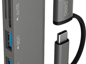USB-хаб Pero MH01 USB / USB-C + USB / USB-C / mini-jack Серый