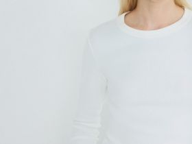 Лонгслив в рубчик, Белый