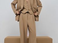 Двубортный жакет, Бежевый