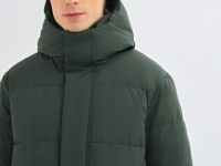 Удлинённая утеплённая куртка с капюшоном, Зеленый