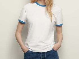 Футболка из хлопка с контрастной окантовкой