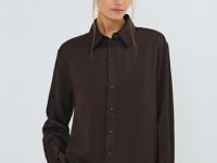 Блузка из жатого сатина, Коричневый