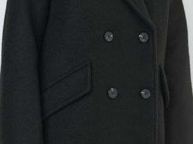 Длинное двубортное пальто, Черный