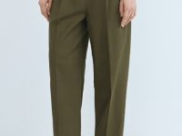 Зауженные брюки с поясом, Зеленый