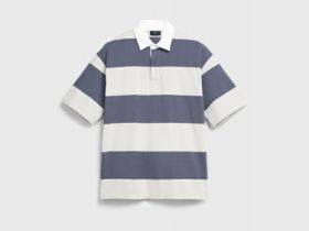 Поло в полоску из хлопка, Голубой