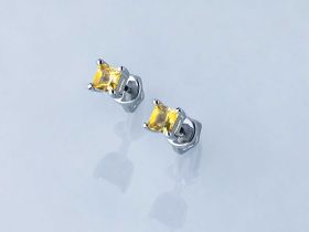 Пусеты из серебра с цитринами э0620пс03220410