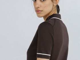 Базовый джемпер поло с коротким рукавом, Коричневый