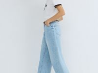 Джинсы Баррел из плотного денима, Голубой