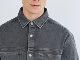 Куртка-рубашка из твила с карманами, Серый