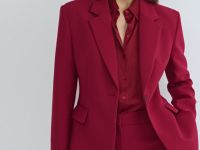 Однобортный приталенный жакет, Красный