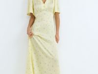 Платье миди с принтом, Желтый