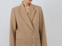 Двубортный жакет, Бежевый