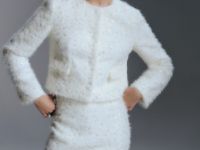 Пушистая мини-юбка из твида с пайетками и бисером, Белый