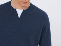 Текстурный джемпер с воротником хенли, Синий