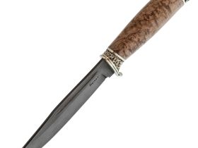 Нож Сайга, сталь булат, художественное литье, рукоять карельская береза