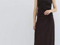 Сатиновая юбка А-силуэта, Коричневый