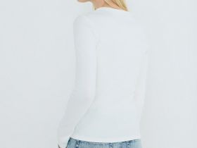 Лонгслив в рубчик, Белый