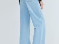 Джинсы Wide leg с высокой посадкой, Голубой