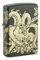 Зажигалка ZIPPO Dragon Design с покрытием Green Matte, латунь/сталь, зеленая, матовая