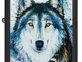 Зажигалка ZIPPO Feed the Good Wolf с покрытием Black Matte, латунь/сталь, черная,матовая