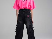 Брюки текстильные джинсовые для девочек