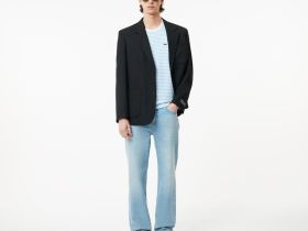 Мужская полосатая Футболка Lacoste из плотного хлопка