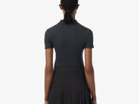 Женское хлопковое облегающее поло Lacoste L.12.D в рубчик