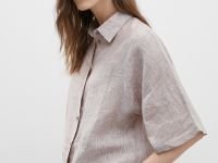 Льняная рубашка с коротким рукавом