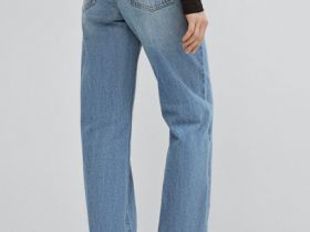 Прямые джинсы с высокой посадкой, Голубой