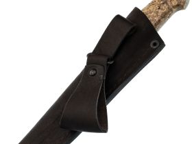 Шкуросъёмный нож Сокол, сталь М398, рукоять стабилизированный кап клена, мельхиор