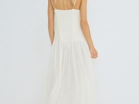 Платье А-силуэта на тонких бретелях, Бежевый